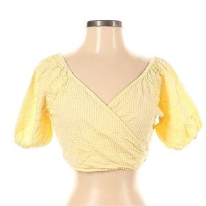 Yellow gingham wrap crop top